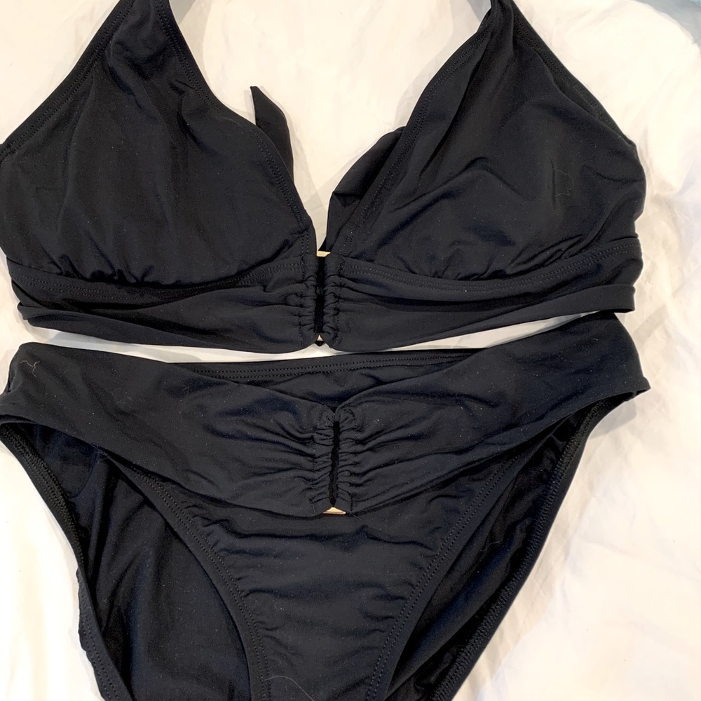 Swim System  Halter Bikini with Metal Accent